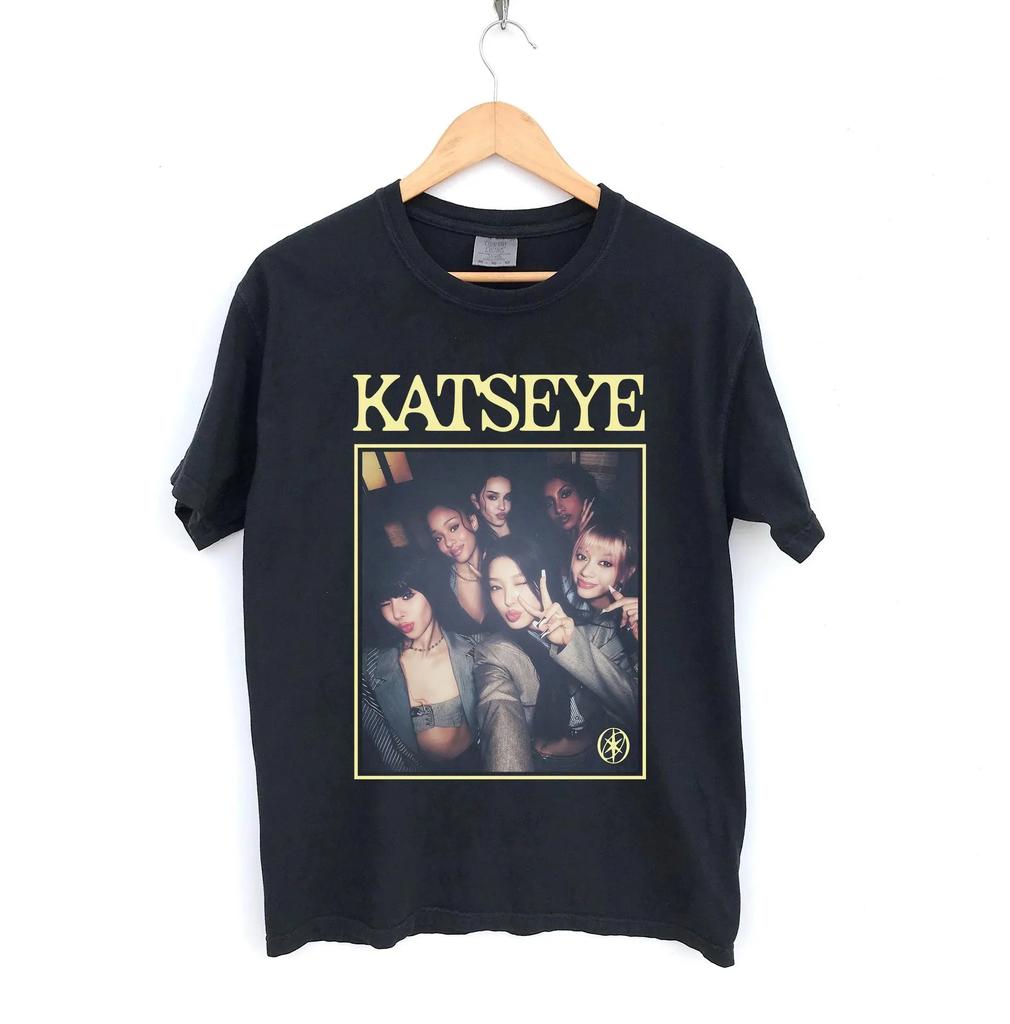 Katseye Unisex-Kurzarm-T-Shirt für Jungen und Mädchen mit K-Pop-Styles wie Megan Daniella Manon Lara Sofia und Yunchae