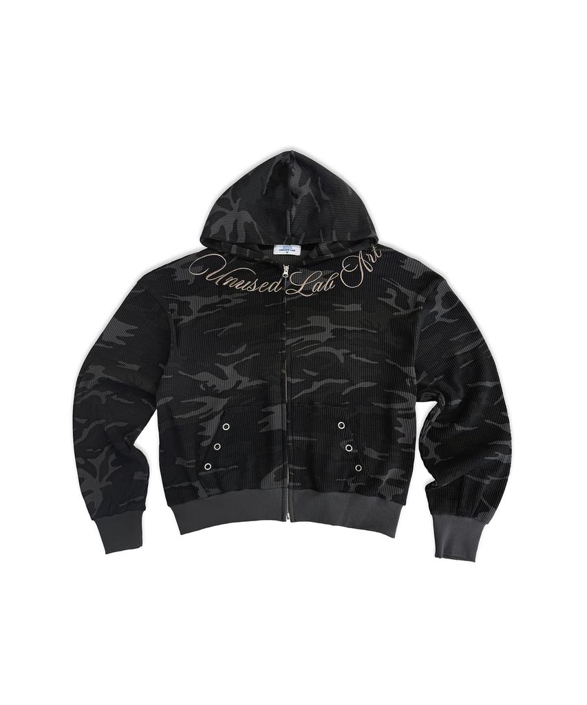 UNUSEDLAB Camo Embroidered Zip-Up Hoodie [Charcoal]