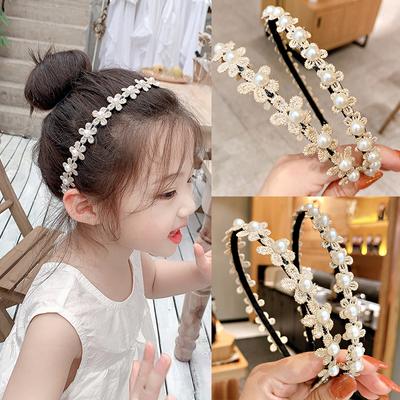 White Pearl Flower Hairbands for Kids Girls Cute Princess Non-Slip Hair Hoop Korean Sweet Children Headband Baby Hair Accessorie