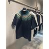 Summer New Trendy Brand Peacock Feather Short-sleeved T-shirt For Men, Light Luxury Trendy Round Neck, Versatile Half-sleeve