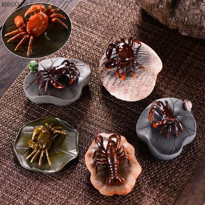 Tea Pet Creative Watering Color-changing Crab Purple Clay Ornaments Lotus Leaf Stone Lotus Sculpture Tea Home Decor Accessories