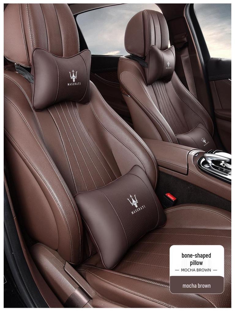 Maserati Car Headrest Neck Pillow & Lumbar Cushion for Ghibli, Quattroporte, Levante
