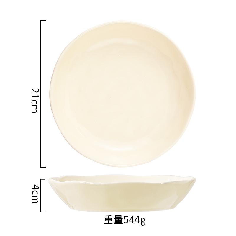Керамическая тарелка кремового цвета, тарелка для овощей, бытовой простой поднос, диск, квадратная тарелка, посуда для интернет-знаменитостей, легкая роскошь, скандинавский стиль