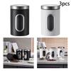 3 Pieces Stainless Steel Kitchen Storage Canister Set Transparent Food Storage Jars