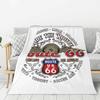 Custom 3D Print Motorcycle Ride Route 66 Blankets Comfortable Flannel Winter US Numbered Highways Throw Blanket Home Bedroom