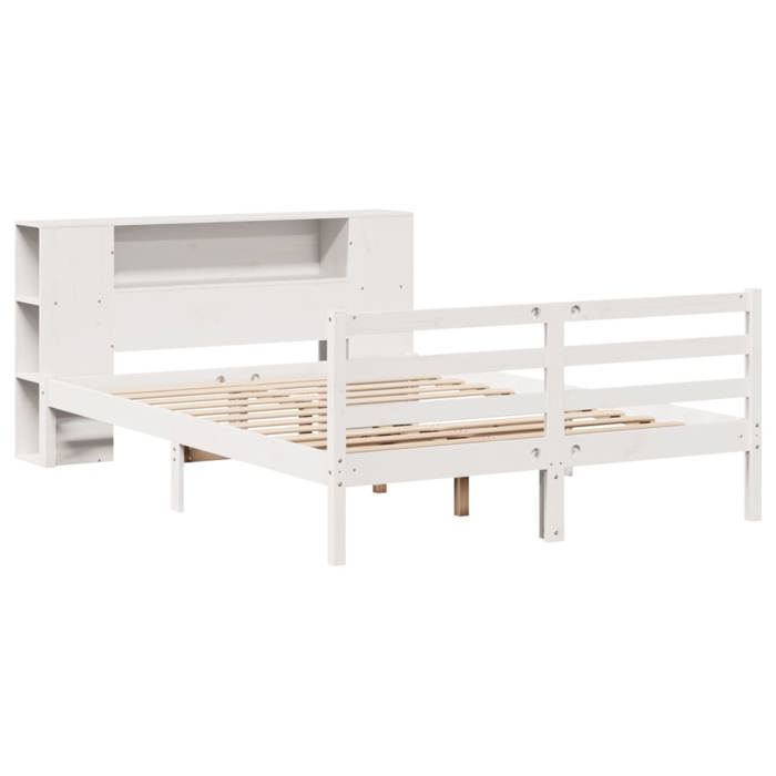 VidaXL Lit bibliothèque sans matelas blanc 150x200 cm bois pin massif 3321855