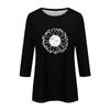 Women's Fashion Casual Round Neck 3/4 Sleeve Loose  Printed T-Shirt Ladies Top