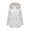 Damen Parkamäntel Kapuze mit Kunstfell Fleecefutter Reißverschluss Warme Baumwolljacken Mittellange Puff-Oberbekleidung Winterkleidung