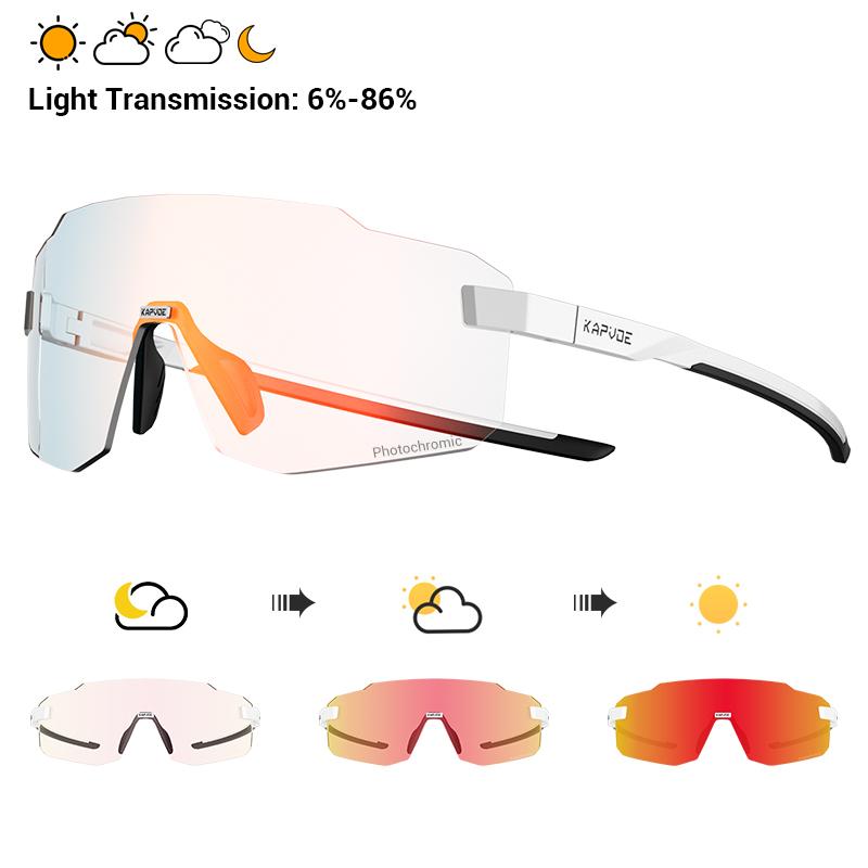 KAPVOE Photochromic Cycling Glasses Outdoor Bicycle Sunglasses Sports Eyewear Men MTB Cycling Sunglasses Women Road Bike Glasses