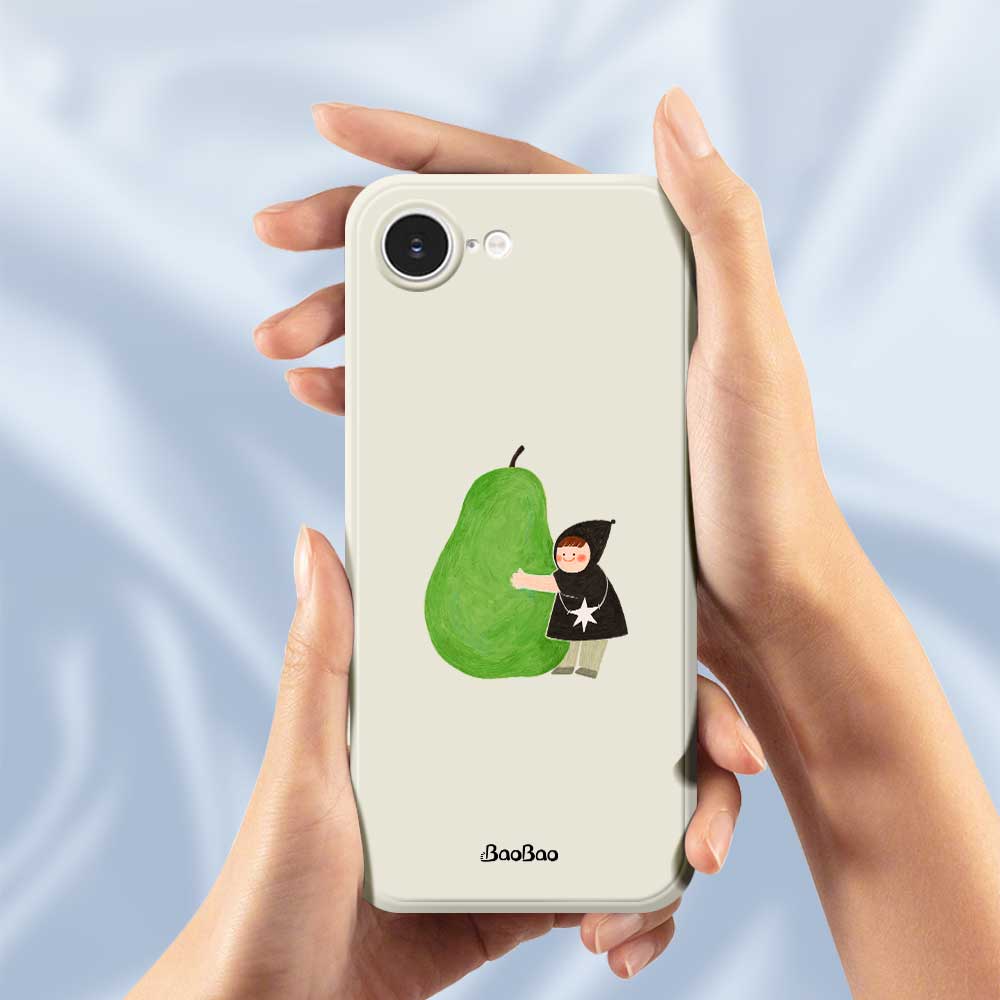 Pro iPhone 16e Pouzdro Hug Zelená Hruška Vzor Potisk Rovná Hrana TPU Kryt na Zadní Stranu Telefonu