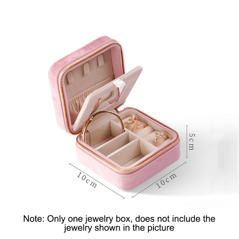 

New Travel Jewelry Box with Mirror Velvet Travel Jewelry Storage Ring Box Jewelry Organizer Woman SSH06 розовый
