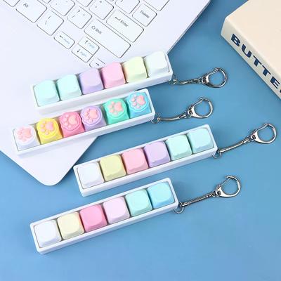 Mechanical Keyboard Switch Keychain 6 Key Toy For Stress Relief, DIY Pressing Sensory Gift For Adults