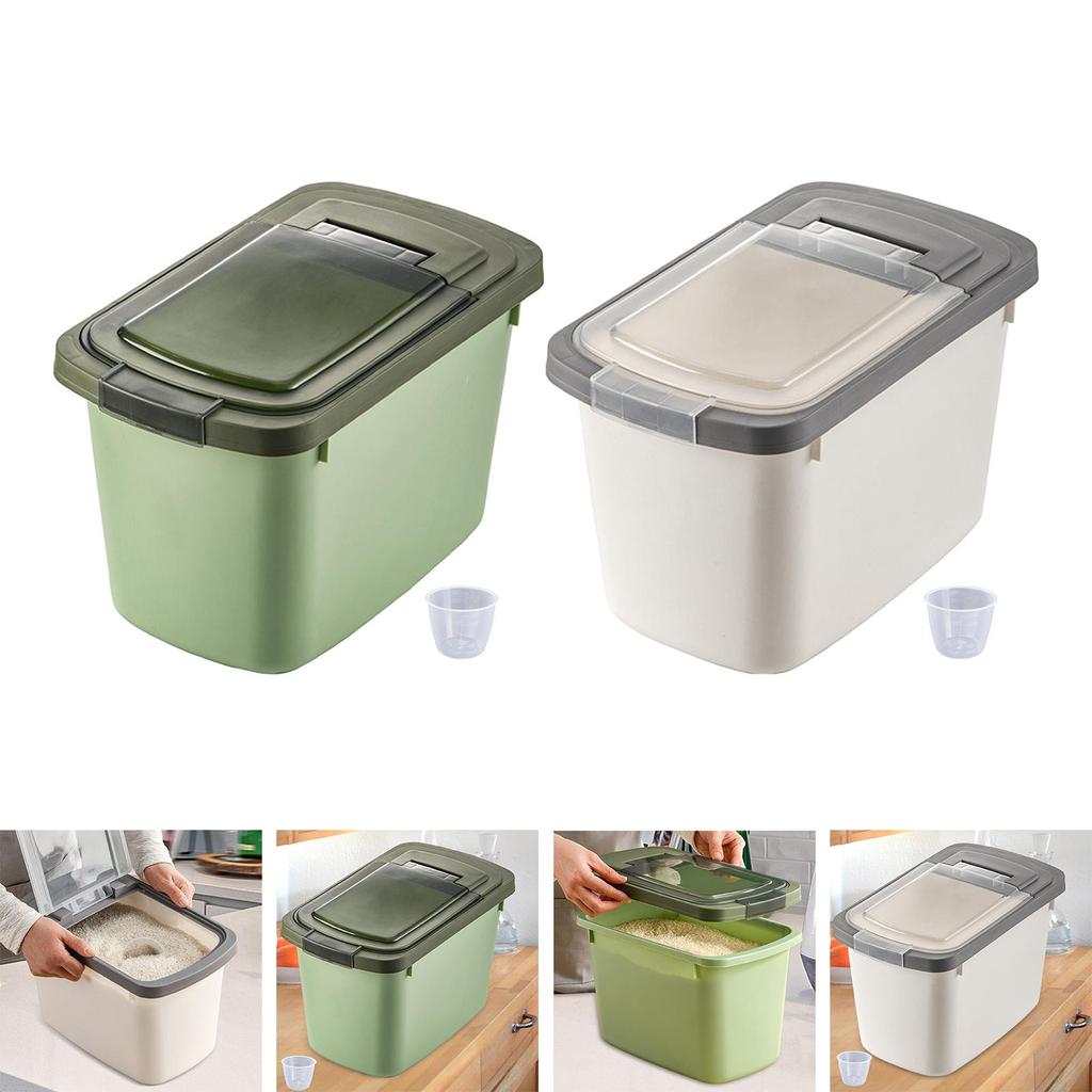 Cereal Rice Food Storage Container with Measuring Cup Pet Food Storage Box for Pet Food Flour Cat Dog Food Soybeans Bread