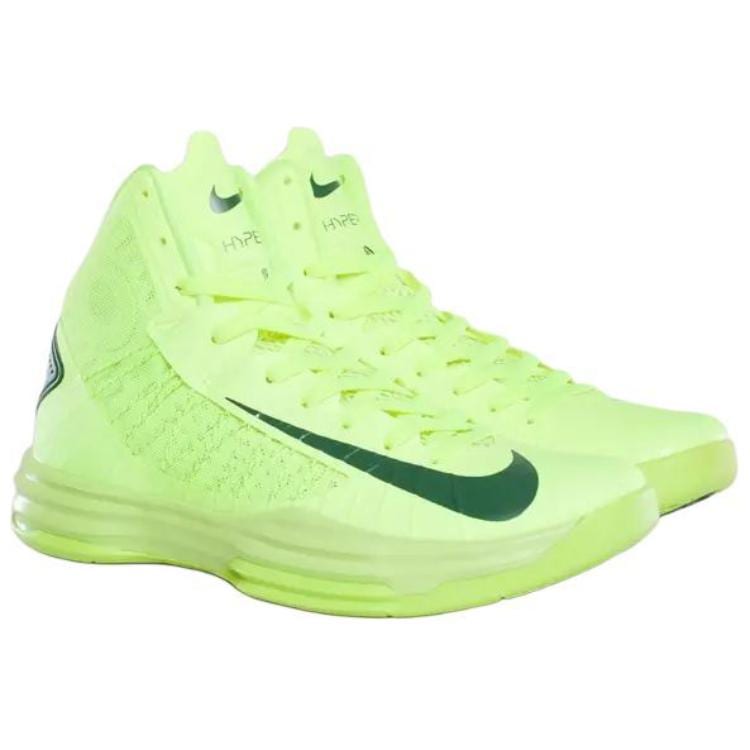 Nike Lunar Hyperdunk+ Slip Resistant Abrasion Resistant Mid Top Basketball Shoes Unisex Green 524934-700