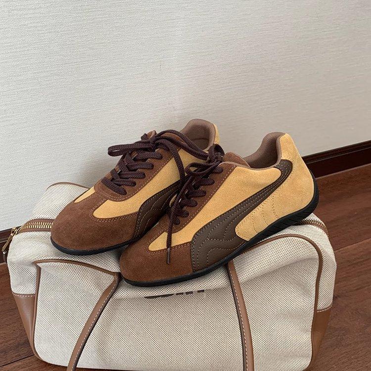 [sheii Su Yinyin] Korean blogger~ retro lace-up leather low-top casual shoes women's German training shoes racing shoes