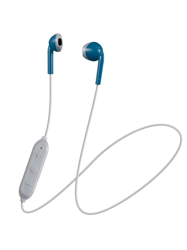 JVC Wireless Bluetooth with Remote Compact and Lightweight Blue x Gray HA-F15BT-AH Earbuds, Compatible, Open-Type, Control, Design,
