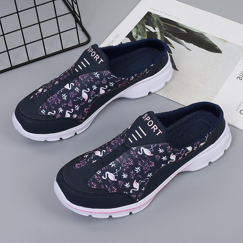 35-42 Atmungsaktive Halbschuhe für Damen Ultraleichte Hausschuhe für drinnen und draußen mit Blumen- und Vogelmuster für Damen