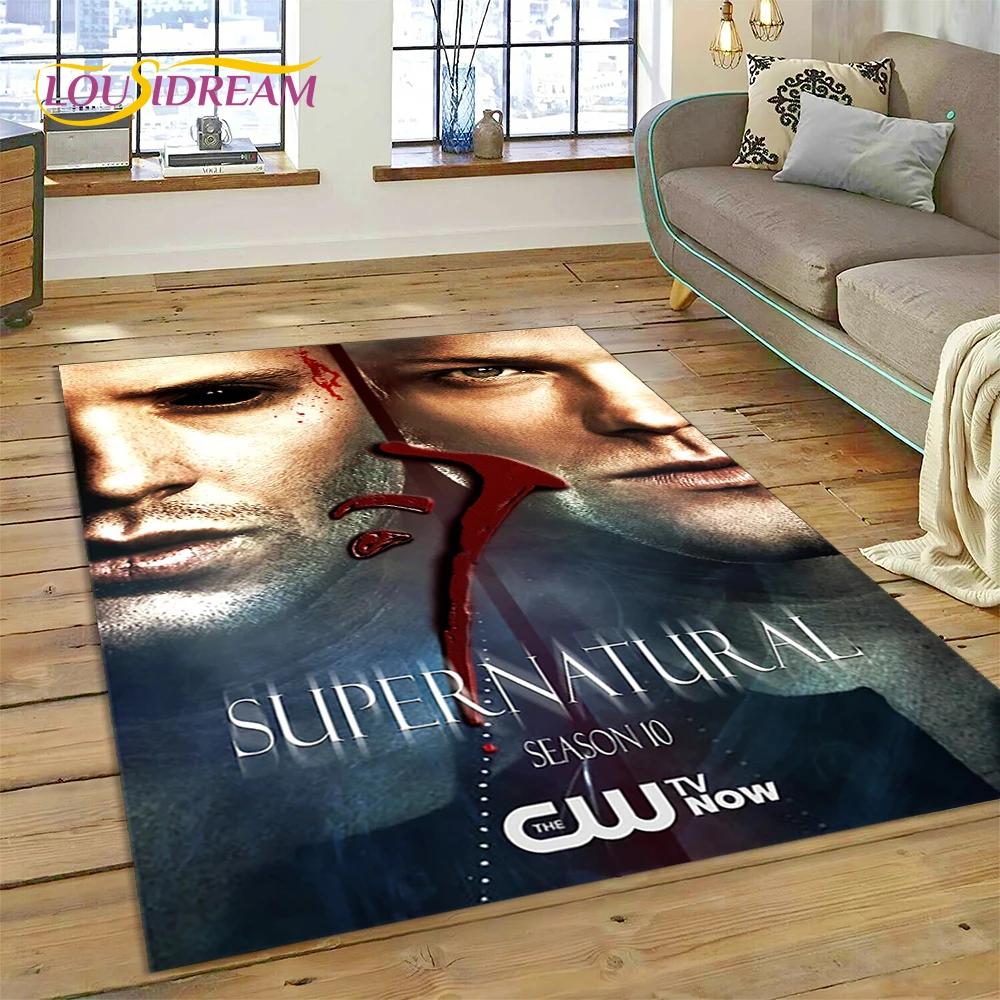SPN Latest Supernatural Dean Sam 3D Rug Carpet for Living Room Bedroom Home Decor,Floor Mat Non-slip Decoration for Sofa Doormat