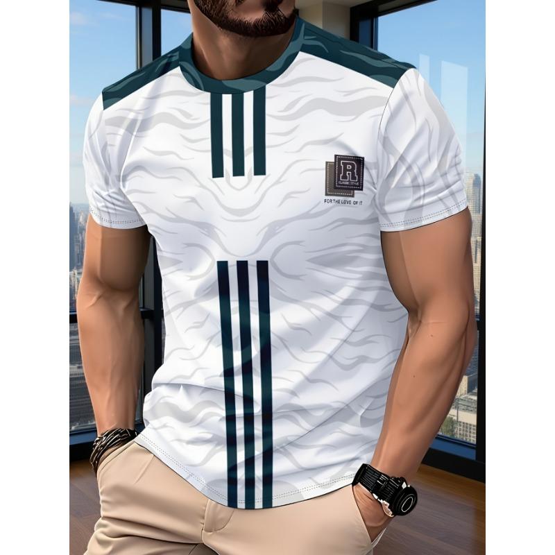 Men S 3D Digital Print Short Sleeve T-Shirt | Casual Comfortable Round Neck Top 2XL
