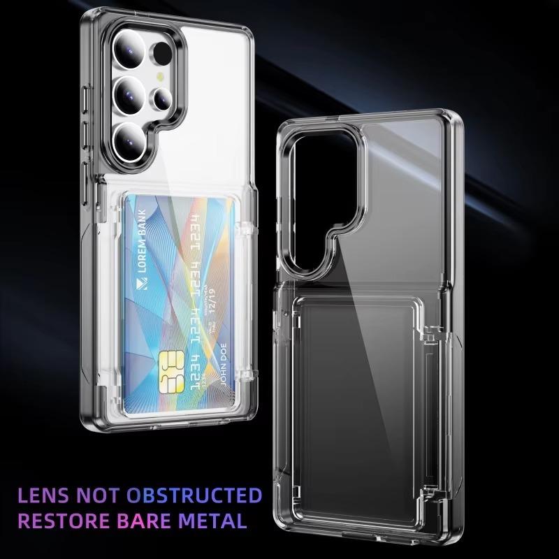 

Чехол-держатель для карт HD Clear Card Stand для Samaung Galaxy S25 Ultra S25 S24 Plus S23 S22 Ultra Bracket, акриловый чехол Galaxy S25 Ultra чёрный