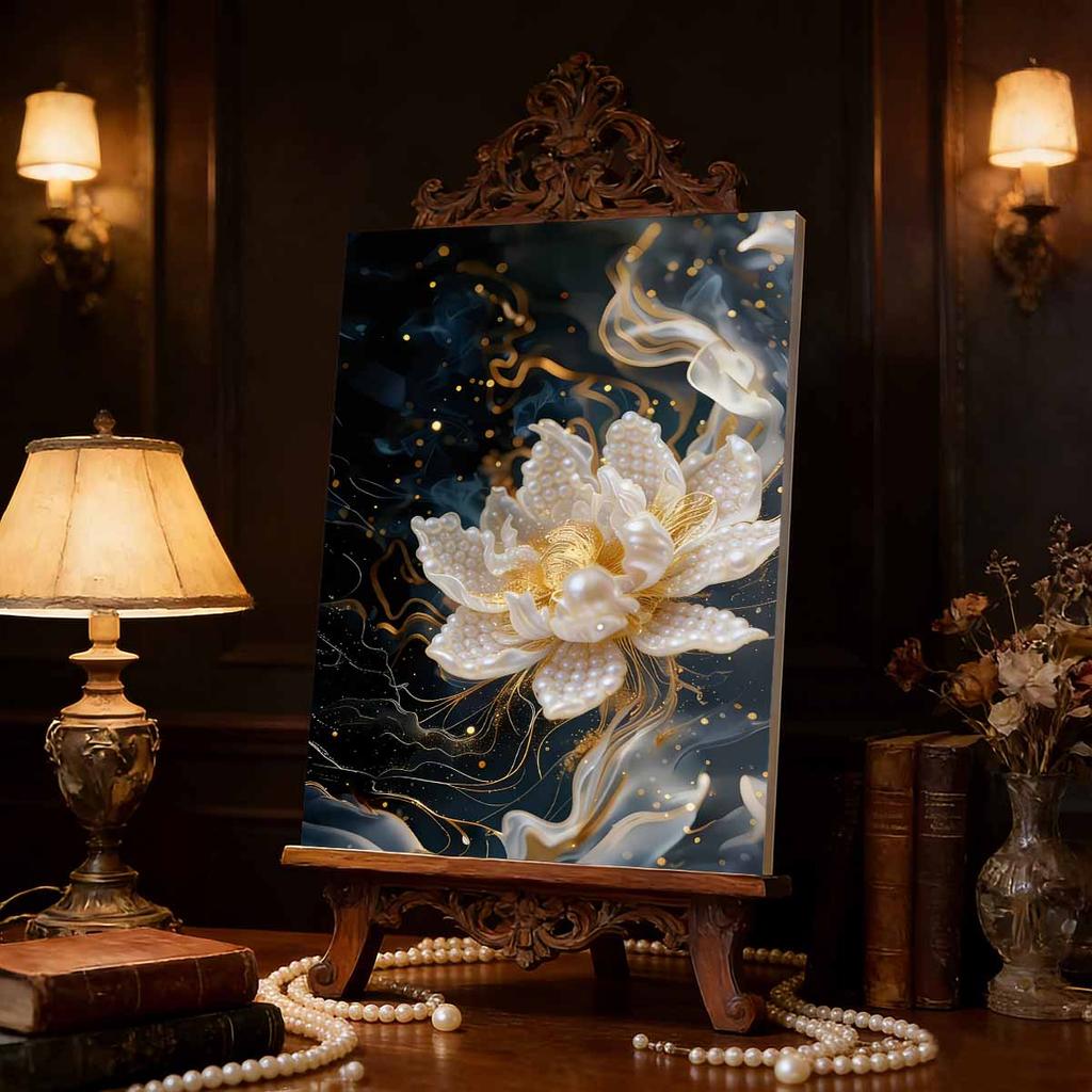Pearl Painting Kit White Lotus Flowers Theme Frameless Handicraft DIY Bedroom Decoration Living Room Wall Art Room Decoration Art Craft Decoration