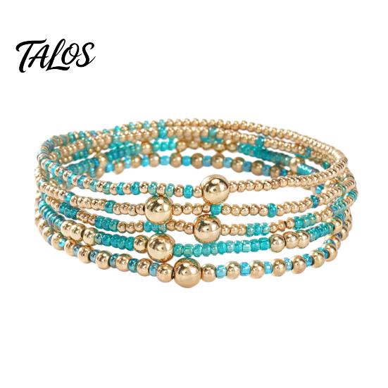 Lightweight Daily Wear Jewelry 5Pcs Beaded Bracelet Stack for Women Teenage Girls, Tiny Gift Ideas Best Friends Beads Bracelets, Elastic Stretch Boho