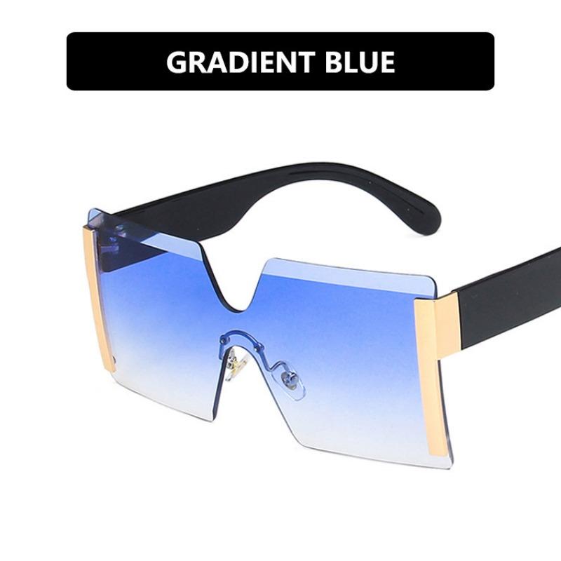 European American Conjoined Frameless UV400 Protection Sunglasses Woman Versatile Stylish Big Frame Personalized Resin Sun Glasses gafas