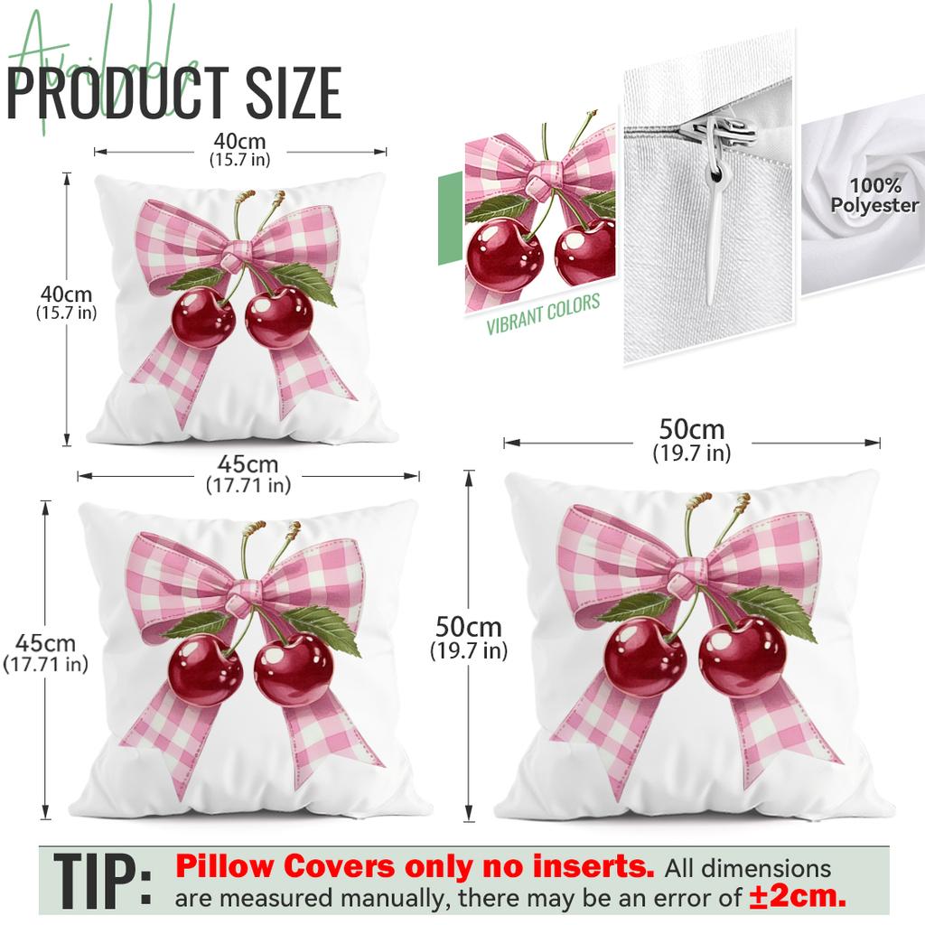 Bow Cherry Pattern Pillowcase Printed Polyester 40/45/50Cm Throw Pillowcover Decorative Sofa Cushion Pillowslip Home Decor