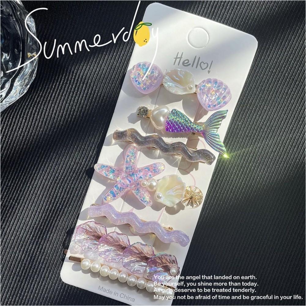 5pcs Ocean Series Shell Starfish Hair Clips Pink Barrette New Mermaid Hairpins Hair Accessories