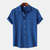 Men's Short Sleeved Shirt Summer Men's Solid Color Collar Short Sleeved Shirt Men's