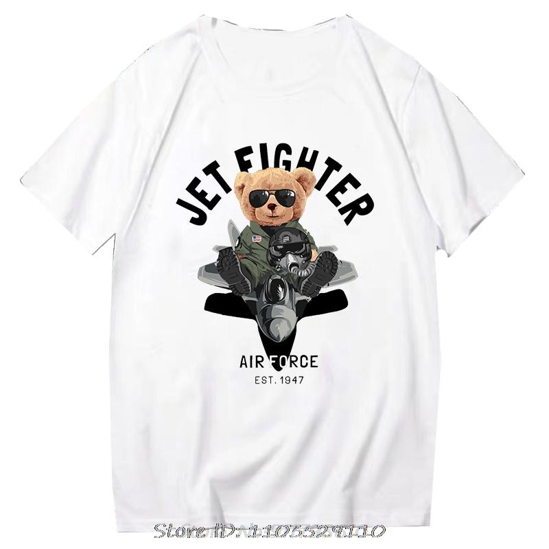 Teddy Bear Tshirt Cool Robotic Graphic Tops Harajuku Cartoon Streetwear Fitness Clothes Casual Fashion Tee Roupas Masculinas