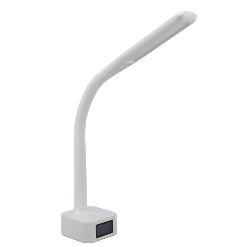 LED Schreibtischlampe 3 Stufen Dimmung Augenschutz Weicher Silikonarm LED Anzeige Wecker Schreibtischlampe