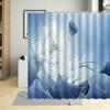 Vintage Watercolors Lotus Flower Leaf Shower Curtain Design Art Decor Waterproof Fabric Bath Curtains With 12 Hooks Sheer Home