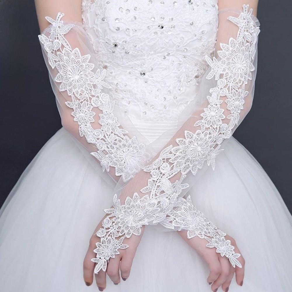 Fingerless Bridal Gloves Lace Long Mittens Elegant Women Cosplay Gloves  Stage Performance