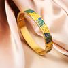 Geometrisches Emaille-Armband: Damen Europäischer & Amerikanischer Stil, 18 Karat Goldbeschichteter Titanstahl