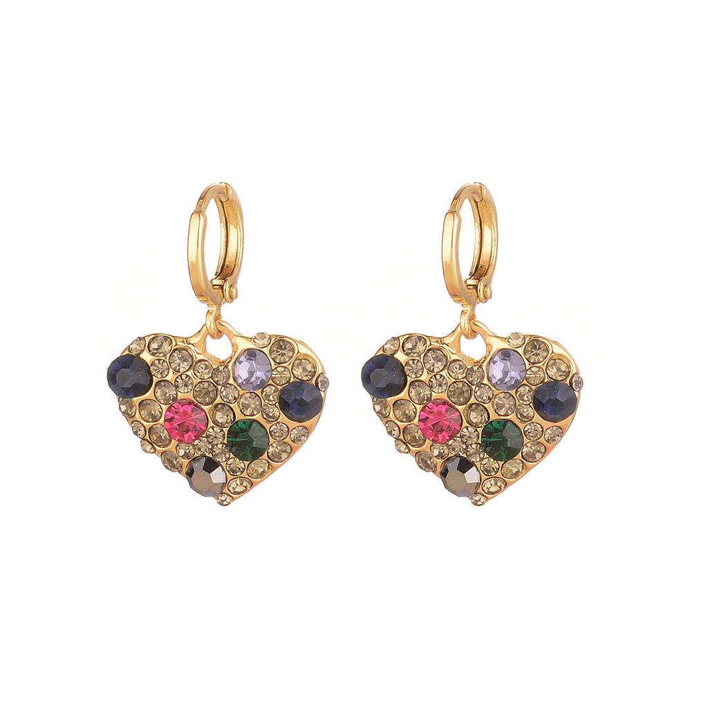 Color Personalized European and American Style Earrings Love Geometric Zircon Christmas Color Retention Earrings Creative Stud Earrings