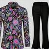 Men's Stage Performance Disco Set - 70s Retro Floral Shirt High-Waisted Bell Bottoms