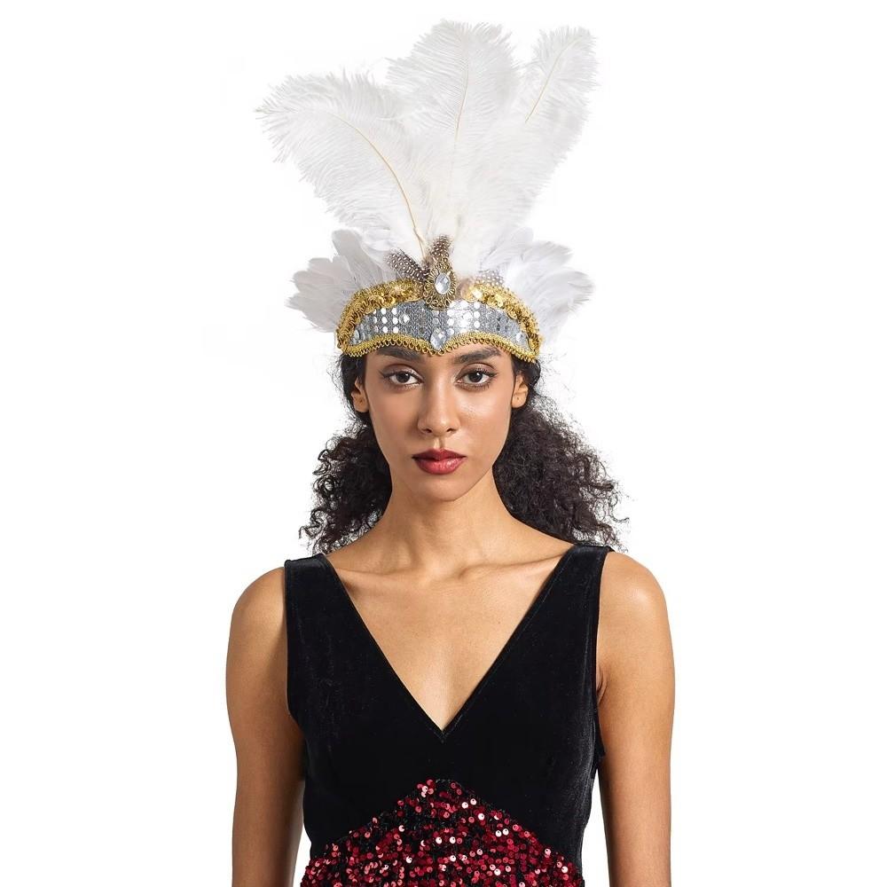 Fashion Colorful Feather Headpiece Brazilian Carnival Decorative Feather Headdress Stage Performance Hair Band Carnival Events