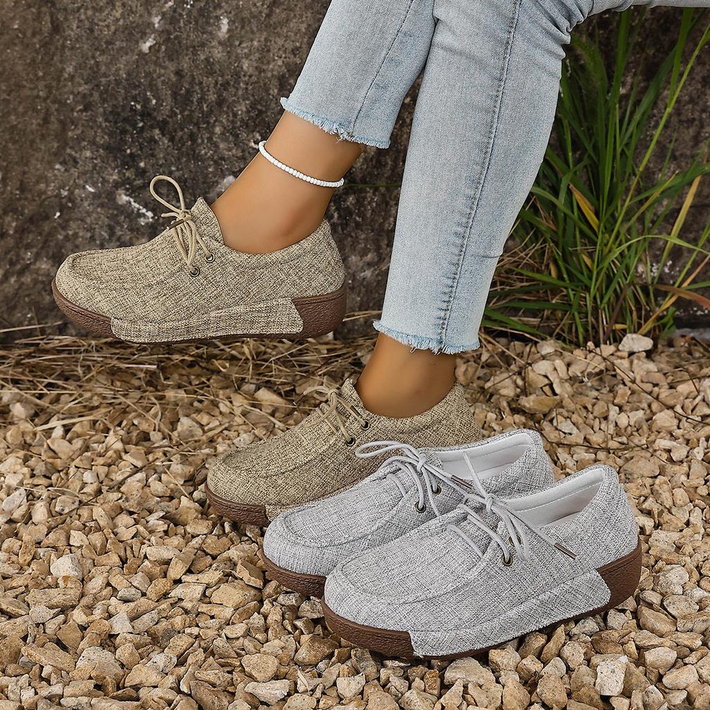 Plus Size Shoes for Women 36-43 Spring Autumn 2026 Women Lace Up Platform Wedges Comfortable Non-slip Flats Sneakers Women