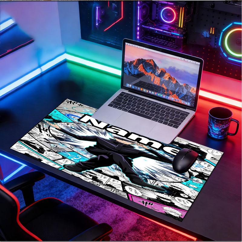 Custom Name Personalized Jujutsu Kaisen Pattern Mousepad, Laptop PC Desk Mat, Decorative Desk Mat for Home Keyboard Pad Gift
