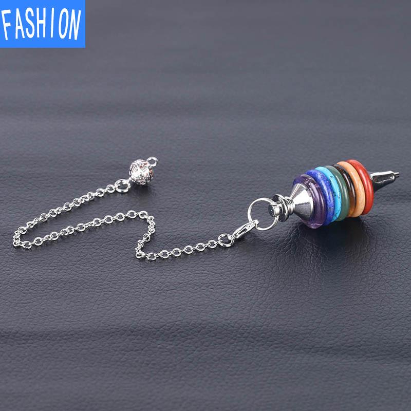 Lingdang-Schmuck für Männer und Frauen, Chakra-Dekorationsstil, siebenfarbiger Halbedelsteinkegel