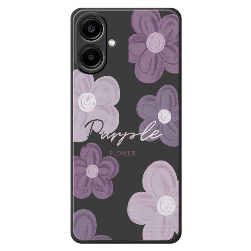For Samsung Galaxy A07 4G Case Purple Flower Pattern Printing Straight Edge TPU Phone Back Cover