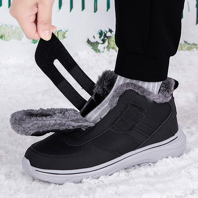 Men's High Top Waterproof Winter Boots with Velvet Lining - Soft Sole, Warm Snow Shoes for Elderly & Dad.