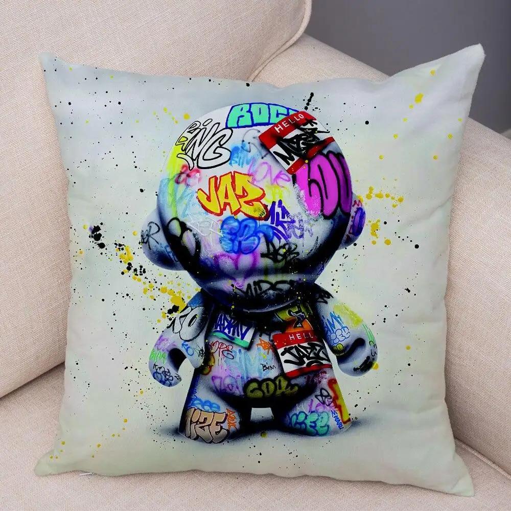 Pillowcase Sofa  Graffiti Gamepad Abstract Street Art Animal Hand Cushion Cover Decoration
