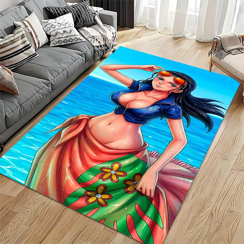 Beach Woman In Floral Skirt Suitable As a Non-slip Mat for the Living Room or Bedroom Sofa