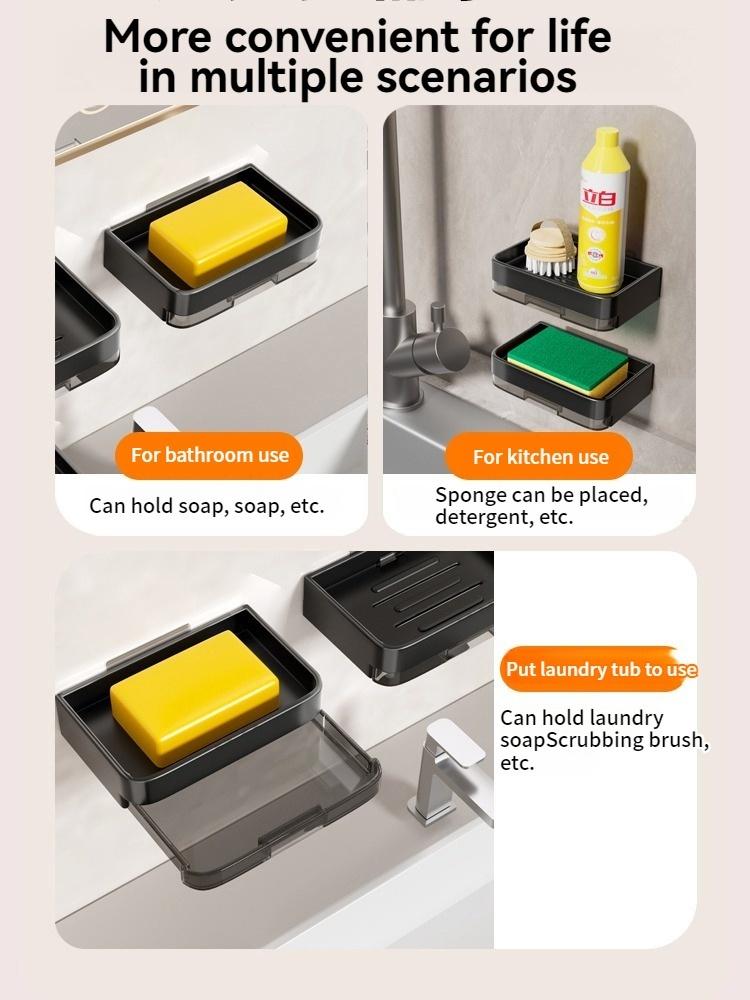 Delmeden Sabunluk Banyo Sabunluğu Drenajlı Su Duvar Sabunluk Düzenleyici Banyo Aksesuarları