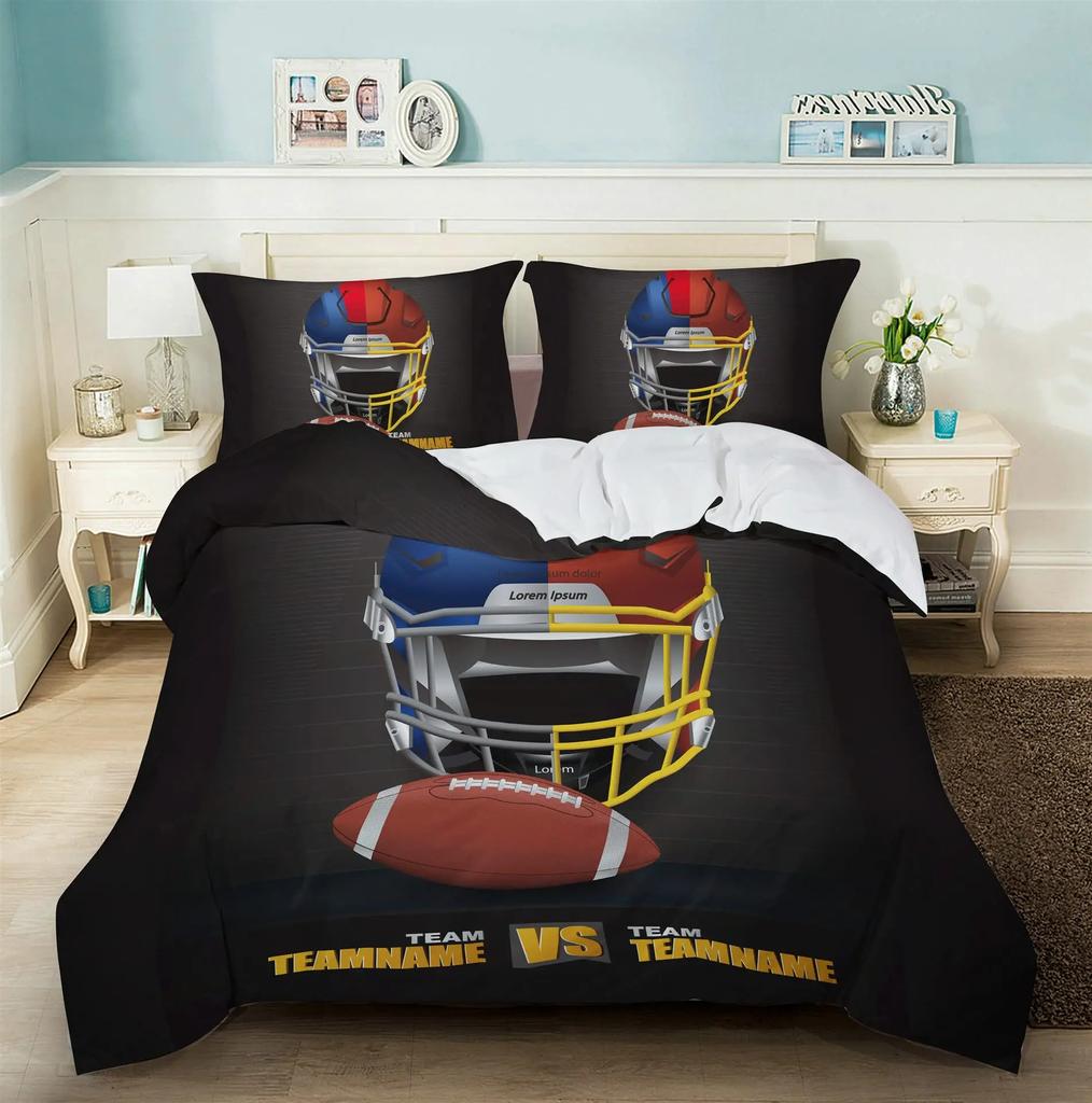 American Football Rugby Bedding For Boys Girls Kids Teens Ball Sports Game Duvet Cover Room Decoration Tie Dye Geometric Hexagon