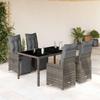 Vidaxl 5-Cz. Gartenmöbel-Set mit Kissen, Grau, Polyrattan