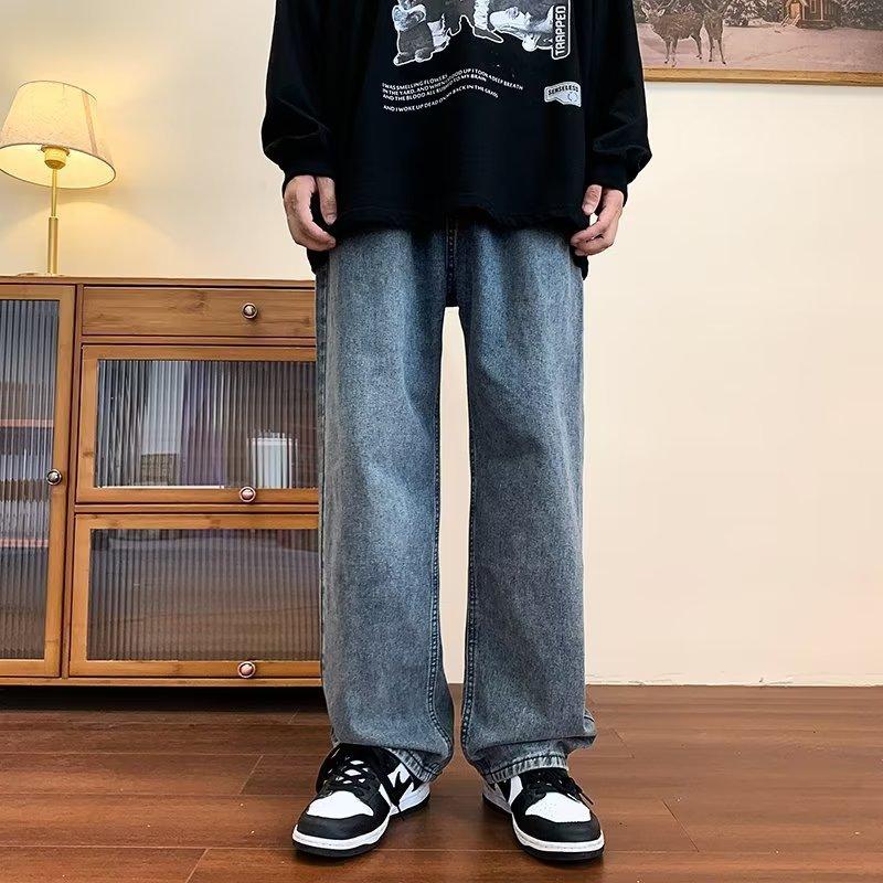 Men S Loose Straight Wide Leg Casual Denim Jeans S