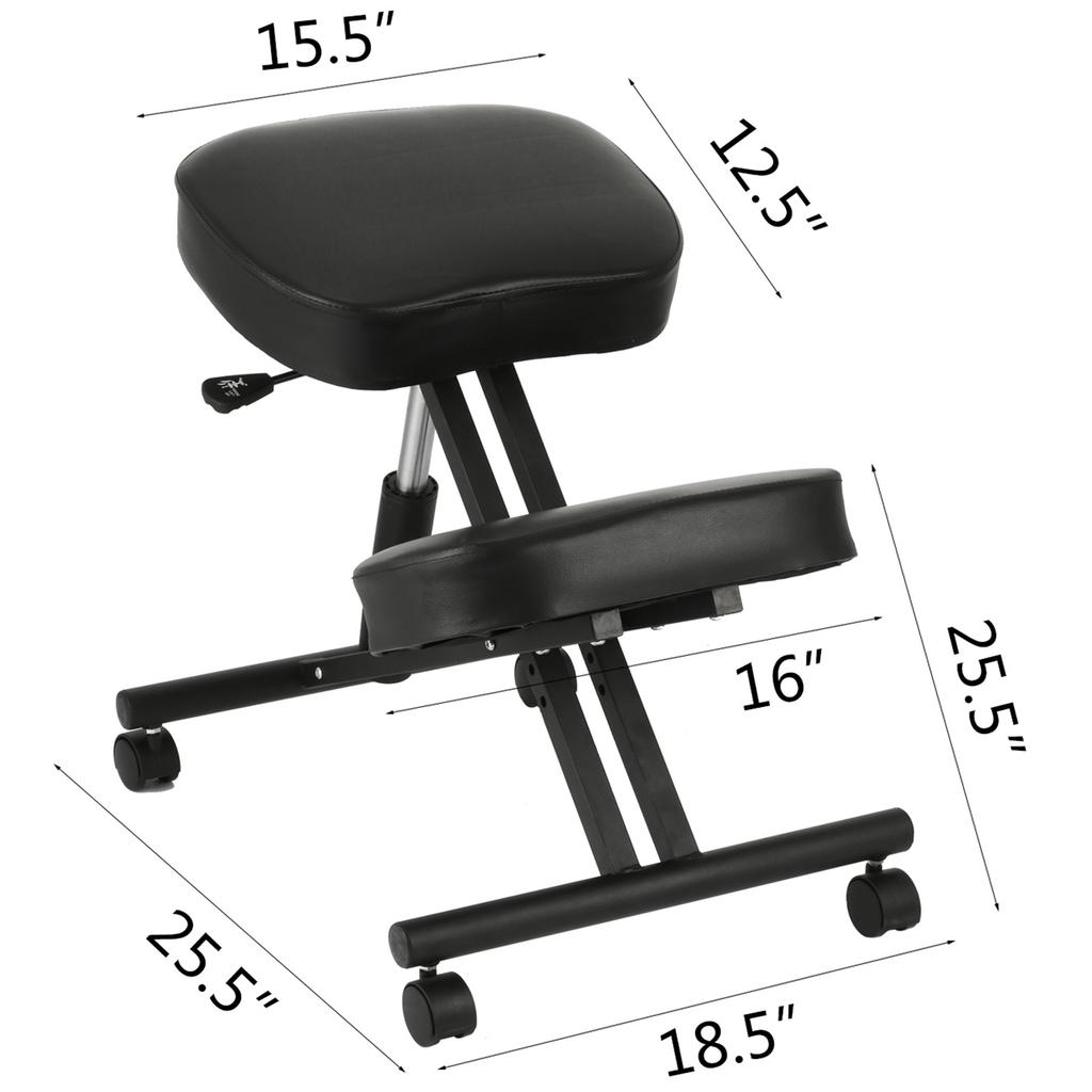 SucceBuy Ergonomic Kneeling Chair Stool W/ Thick Cushion Home Office Chair Improving Body Posture Rocking Wood Computer Chair